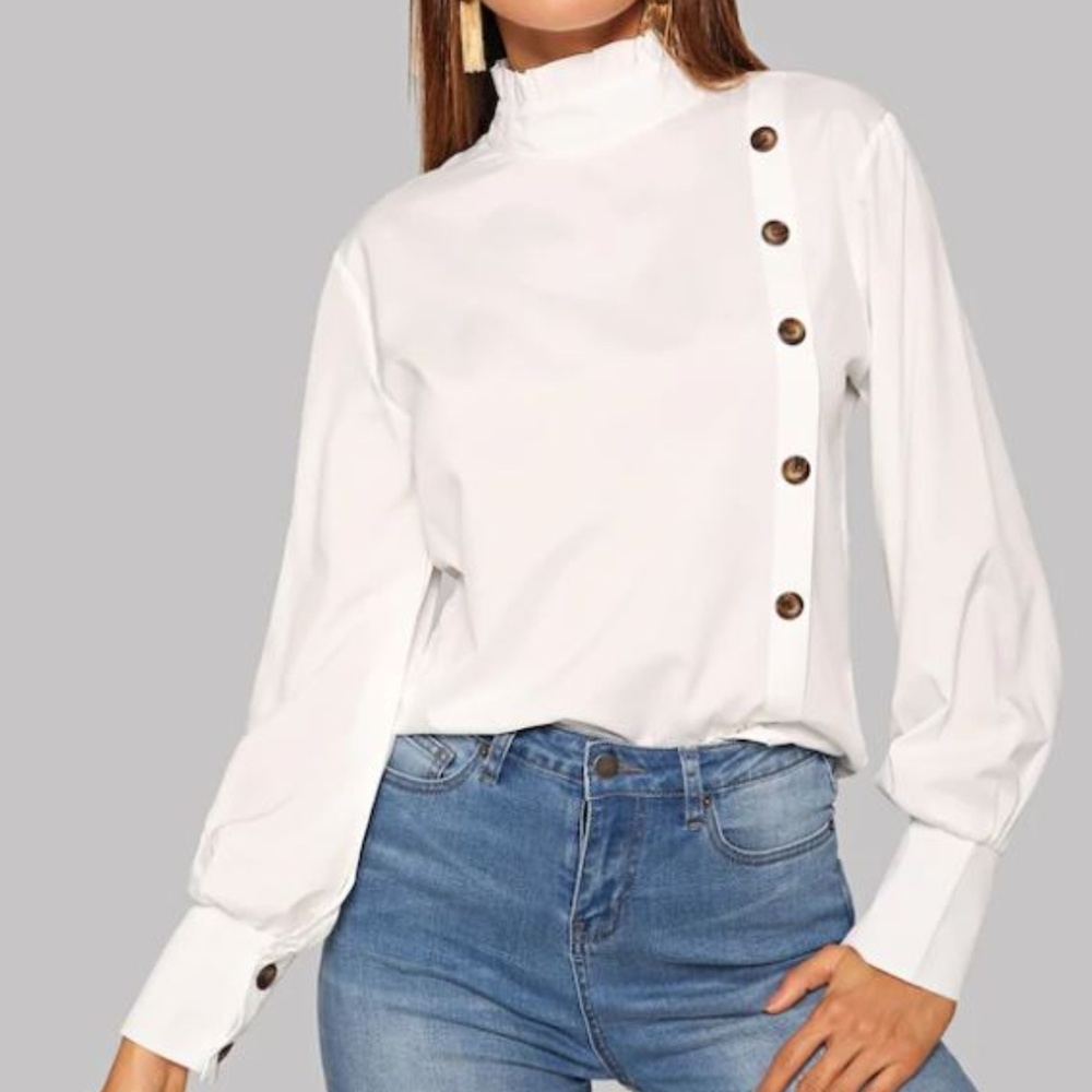 SHEIN white button down blouse